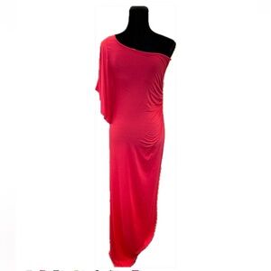 Soprano red/pink beautiful one-shoulder maxi dress.